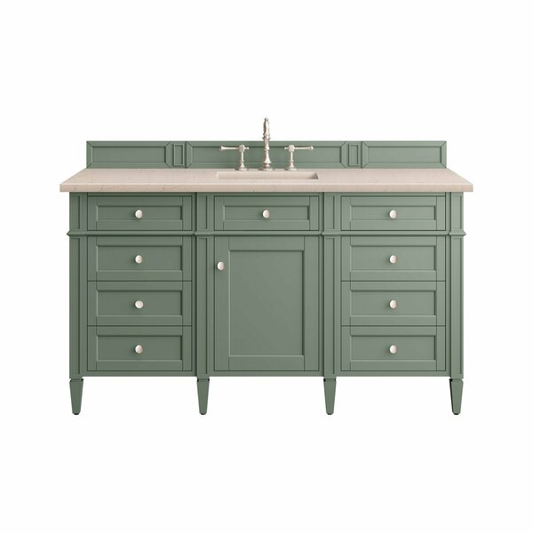 James Martin Vanities Brittany 60in Single Vanity, Smokey Celadon w/ 3 CM Eternal Marfil Top 650-V60S-SC-3EMR